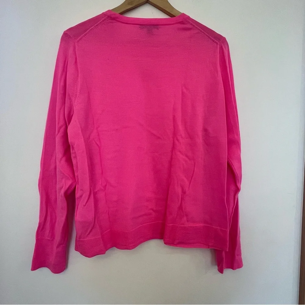 J. Crew Tippi Sweater 100% Merino Wool Hot neon Pink Long Sleeve XL extra large - Picture 5 of 12